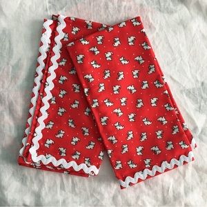 Handmade Retro Style Scottie Dog Holiday Napkins, Set of 2